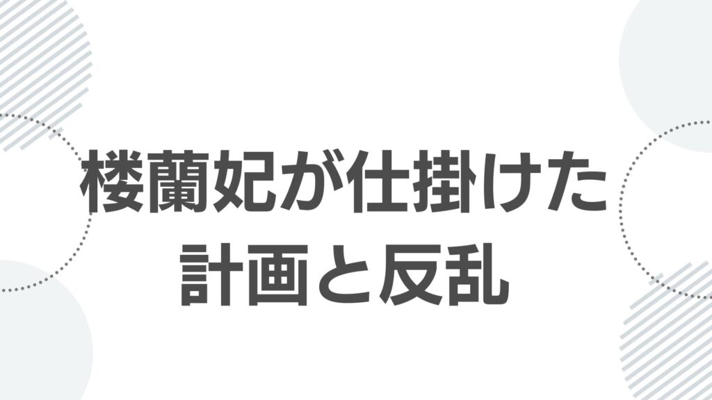 楼蘭妃が仕掛けた緻密な計画と反乱